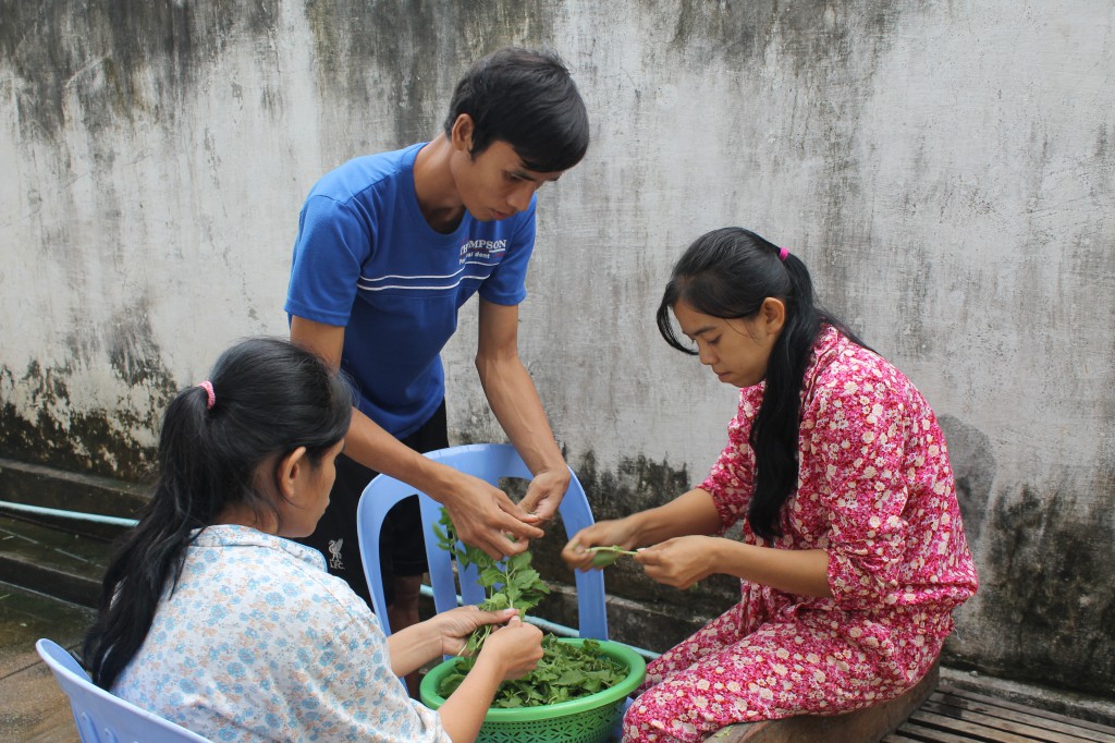 The students are divided into teams that rotate through meal prep and other chores.