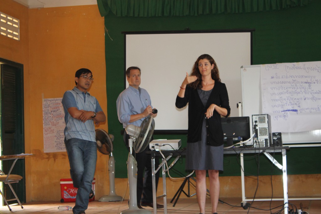 Erin presenting from some of her research about what the Cambodian Deaf community would like to see from the interpreters.