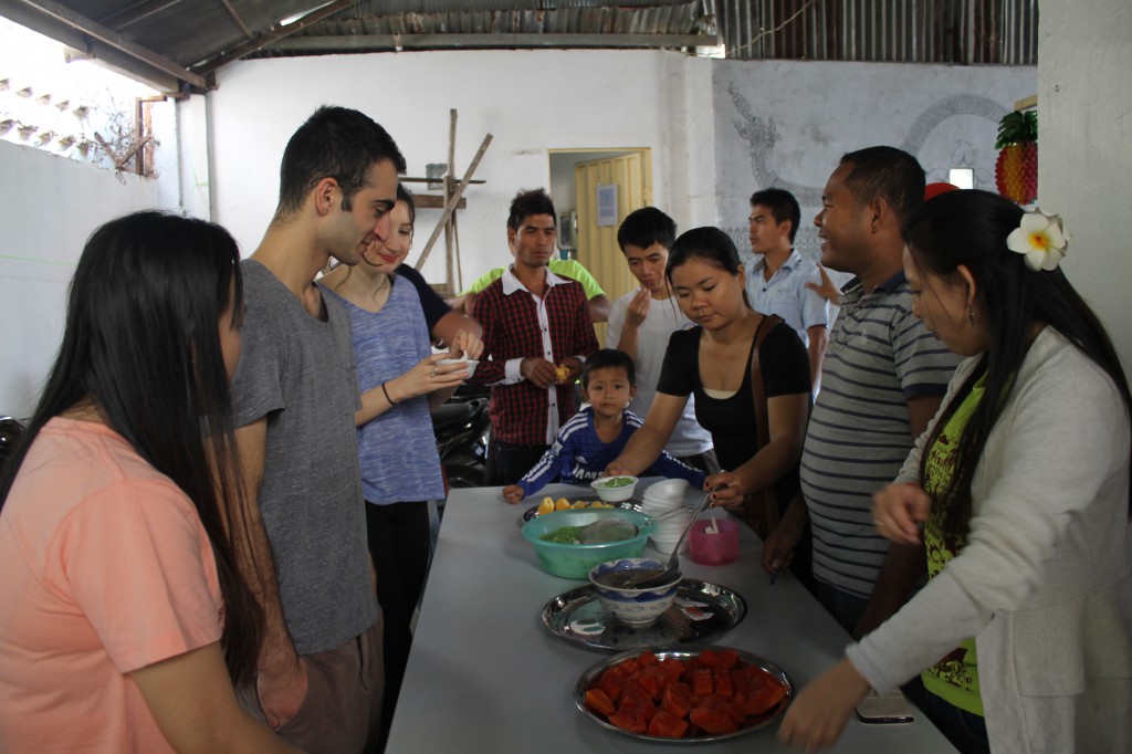 The Australians led workshops to teach the Cambodians, then the Cambodians taught the Australians about a traditional Khmer sweet